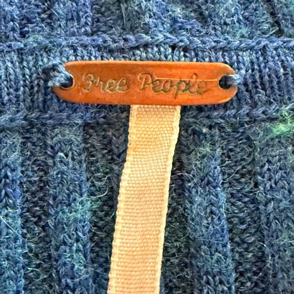 Y2K Free People Blue Hooded Women's Sweater - Picture 7 of 7
